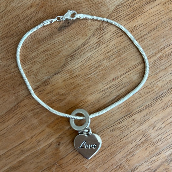 Love Charm Bracelet - Sterling Silver Snake Chain 7.5” - Picture 8 of 11